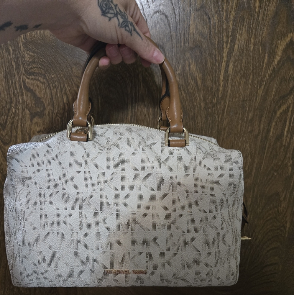 Brown and Cream Designer Handbag